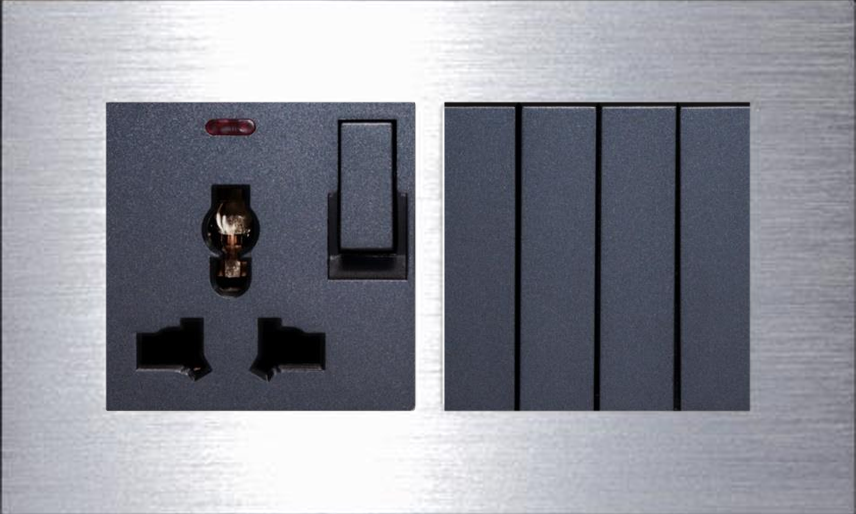 Sol Aluminum 2 Gang with socket and 4Gang 2Way switch