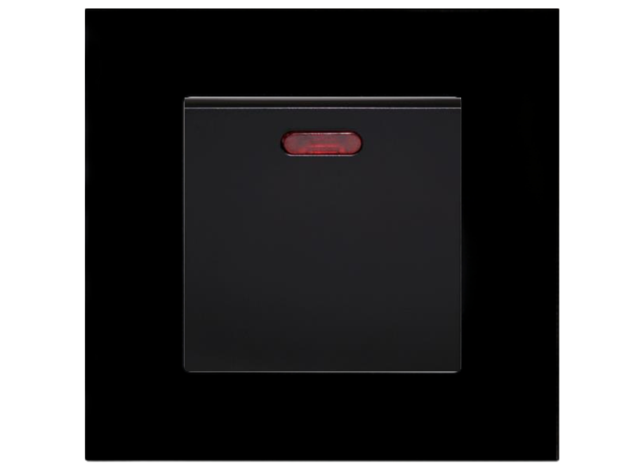 SOL-COV1-GLS-B & SOL-HTR-40A-B Sol Black Glass 1 Gang With Heter 40A