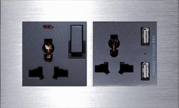 Sol Aluminum 2 Gang with switch choket LED and USB Charger and choket