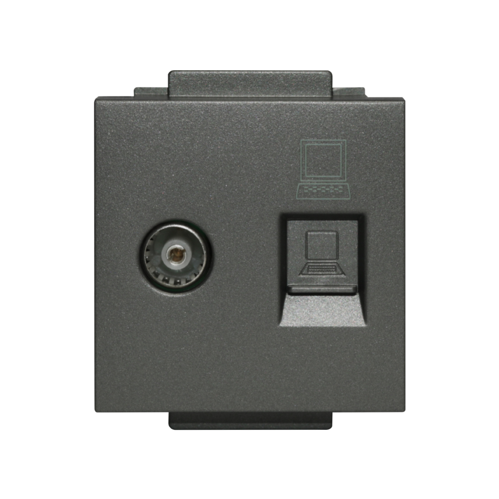 CLK-DAT-TV-GRY TV and Data Socket grey