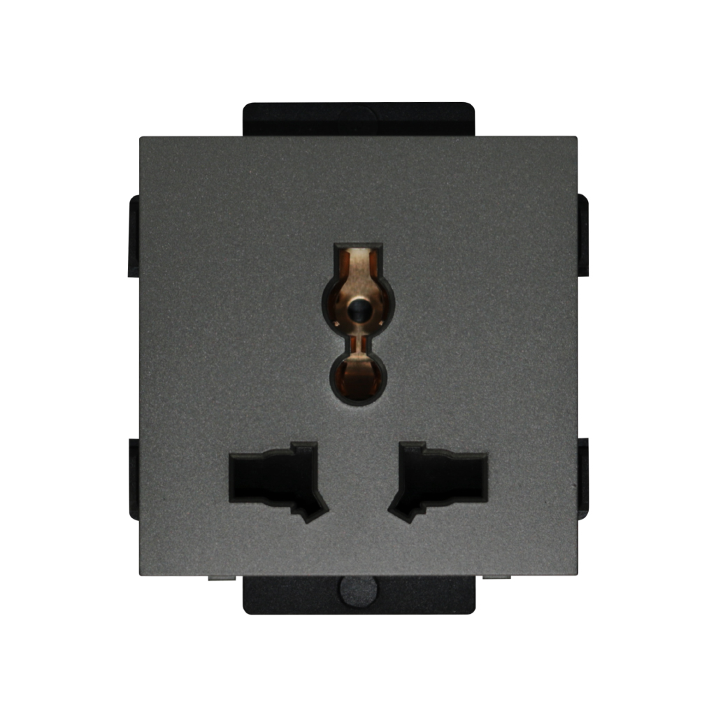 CLK-PLG-UNV-GRY 13A,220V  Universal socket with switch, gray