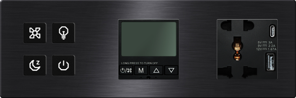 TIS-CLK-4B-3F-BLK With AC&Socket TypeC