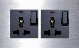 Sol Aluminum 2 Gang Universal switched socket with LED