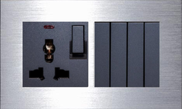 Sol Aluminum 2 Gang with socket and 4Gang 2Way switch